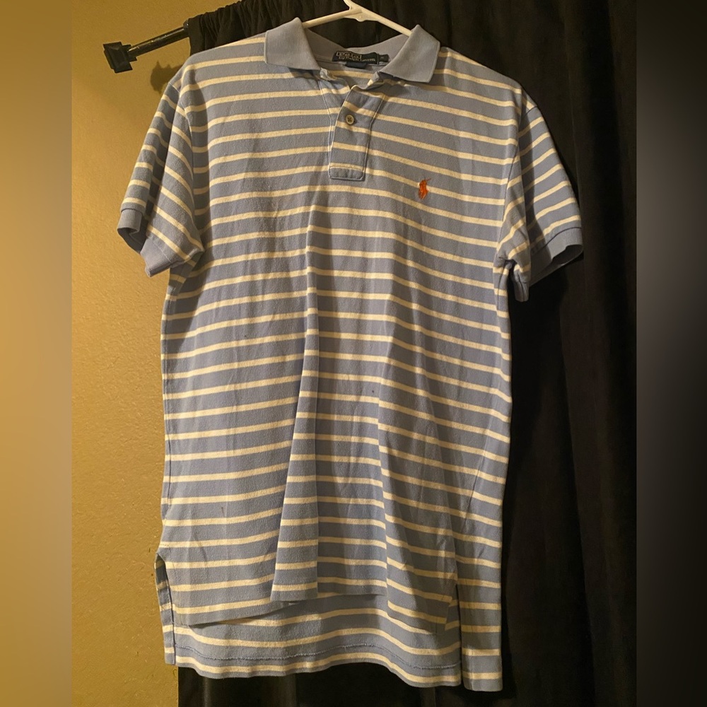 Polo by Ralph Lauren men’s small light blue and white collared shirt